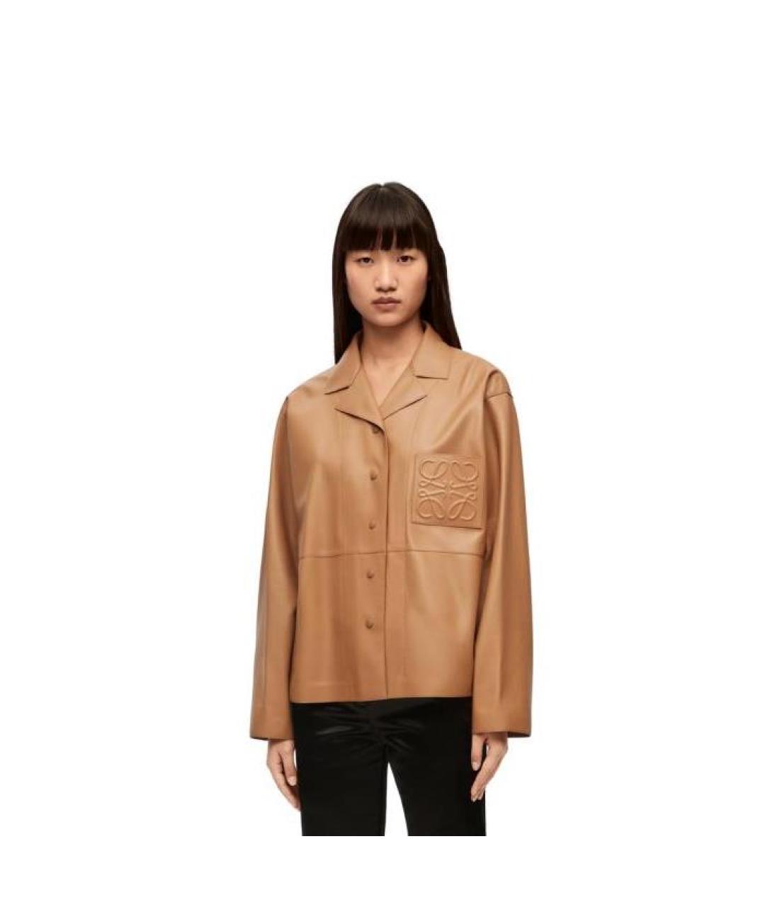 LOEWE Коричневая кожаная куртка, фото 3