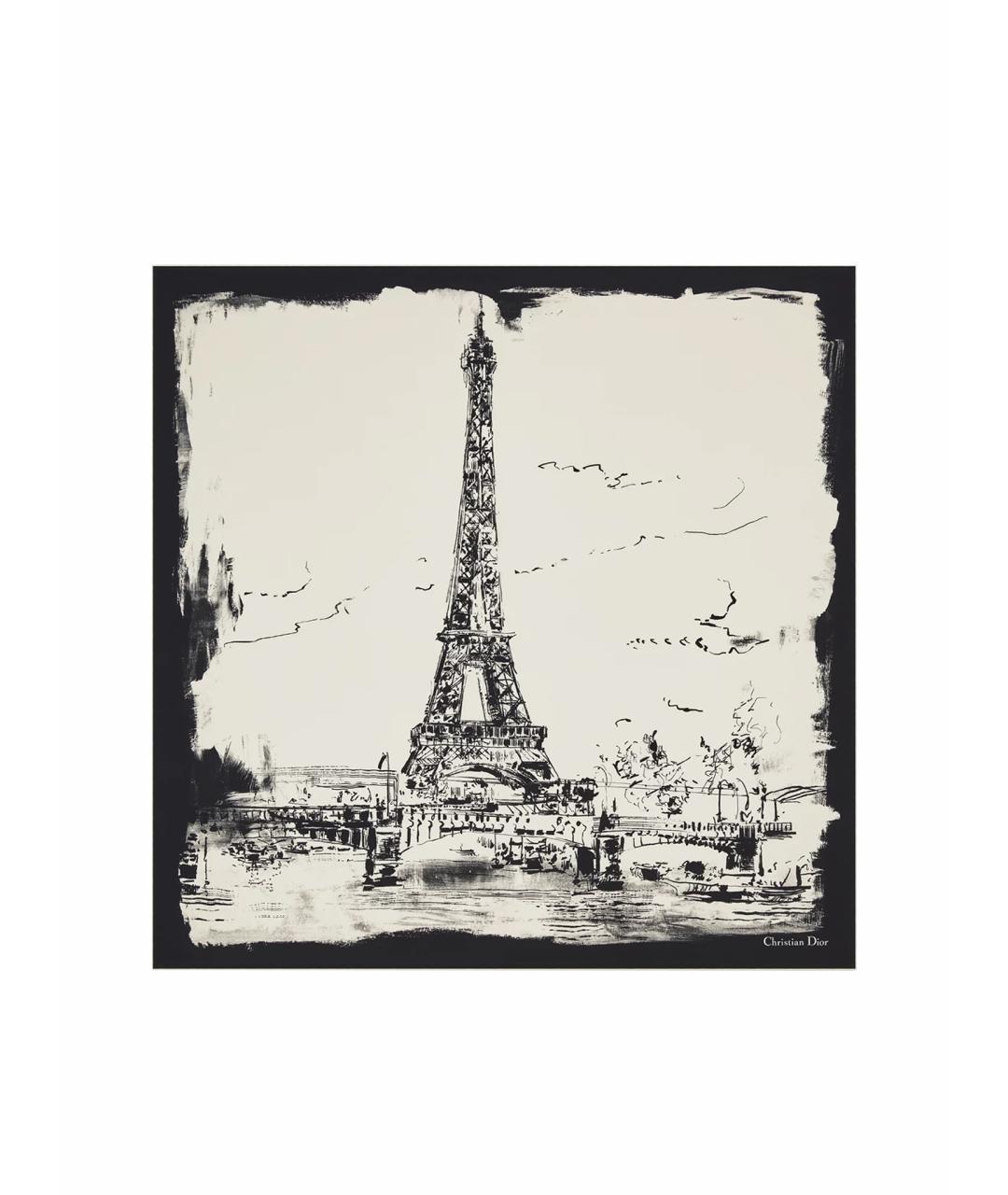 CHRISTIAN DIOR Белый шелковый шарф, фото 1