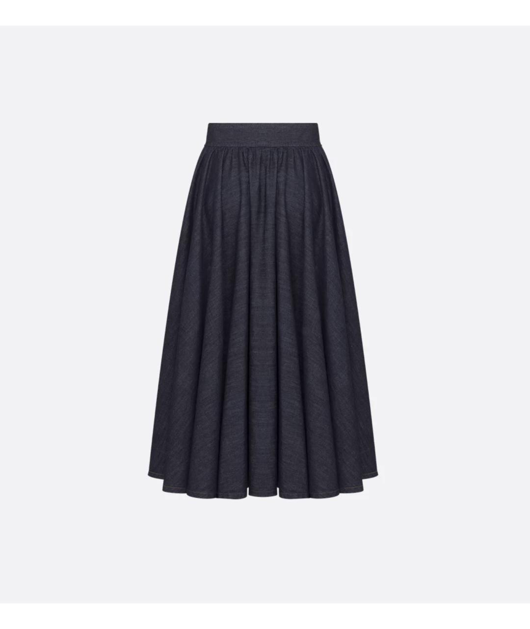 CHRISTIAN DIOR Синяя хлопковая юбка миди, фото 2