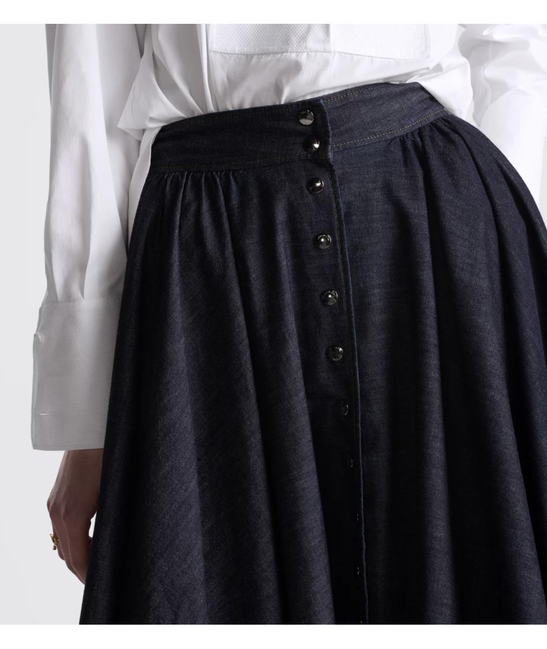 CHRISTIAN DIOR Синяя хлопковая юбка миди, фото 4