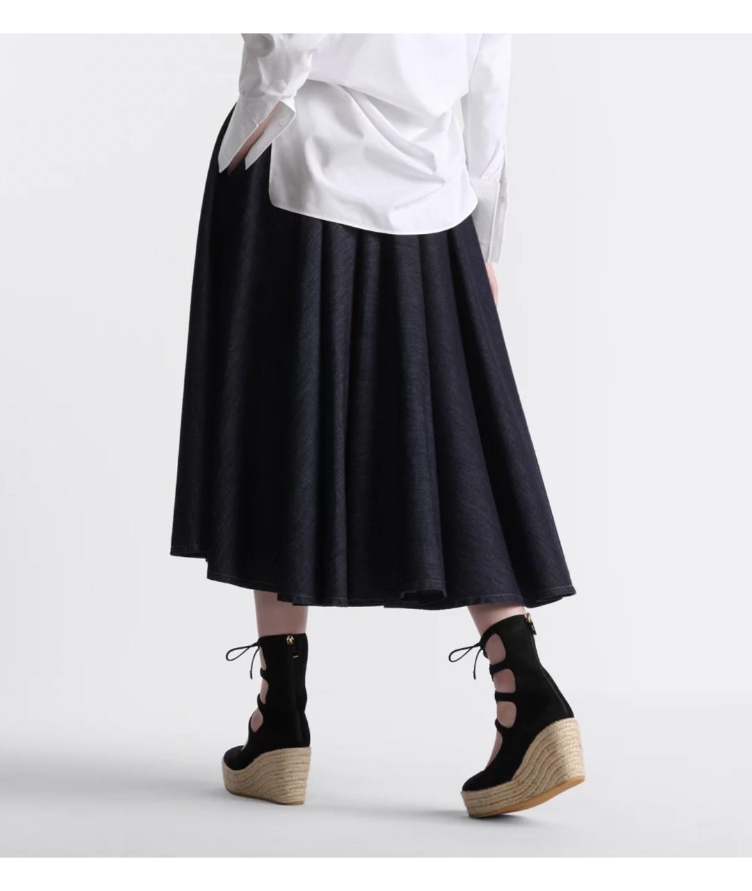 CHRISTIAN DIOR Синяя хлопковая юбка миди, фото 6