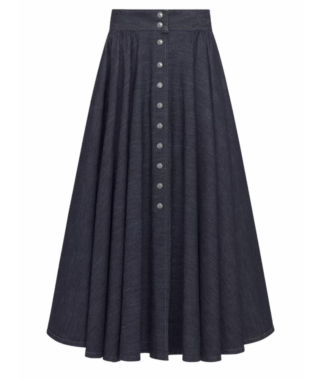 CHRISTIAN DIOR Синяя хлопковая юбка миди, фото 1