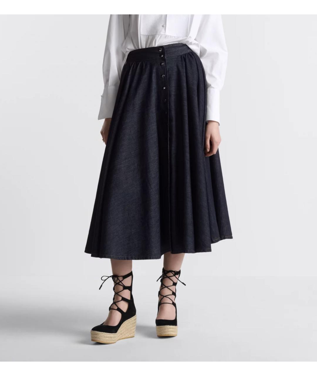 CHRISTIAN DIOR Синяя хлопковая юбка миди, фото 5