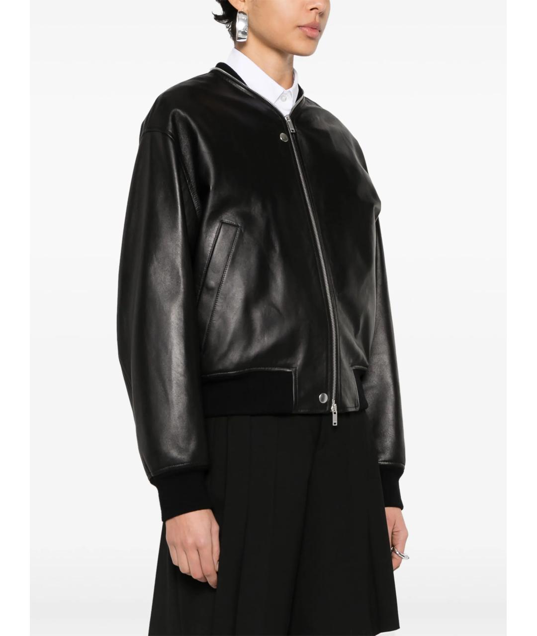 JIL SANDER Черная кожаная куртка, фото 3