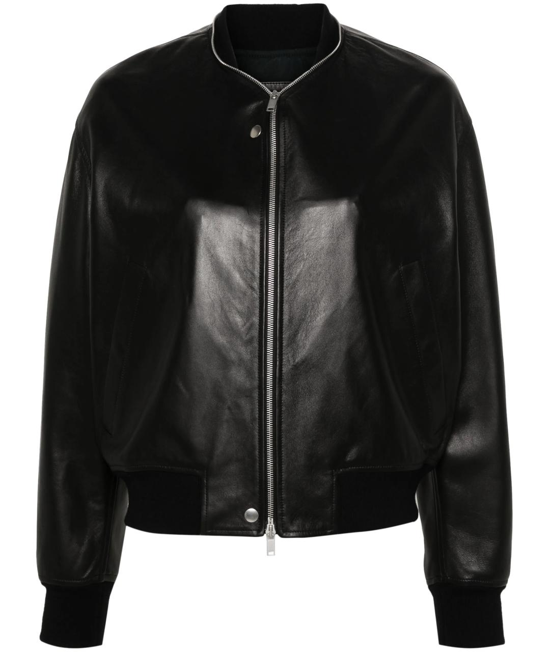 JIL SANDER Черная кожаная куртка, фото 1