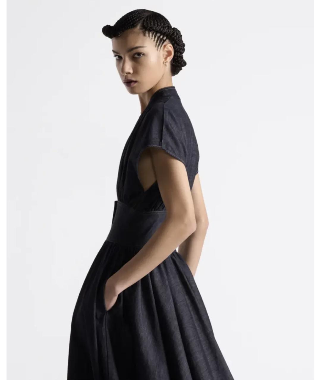 CHRISTIAN DIOR Синее хлопковое повседневное платье, фото 4