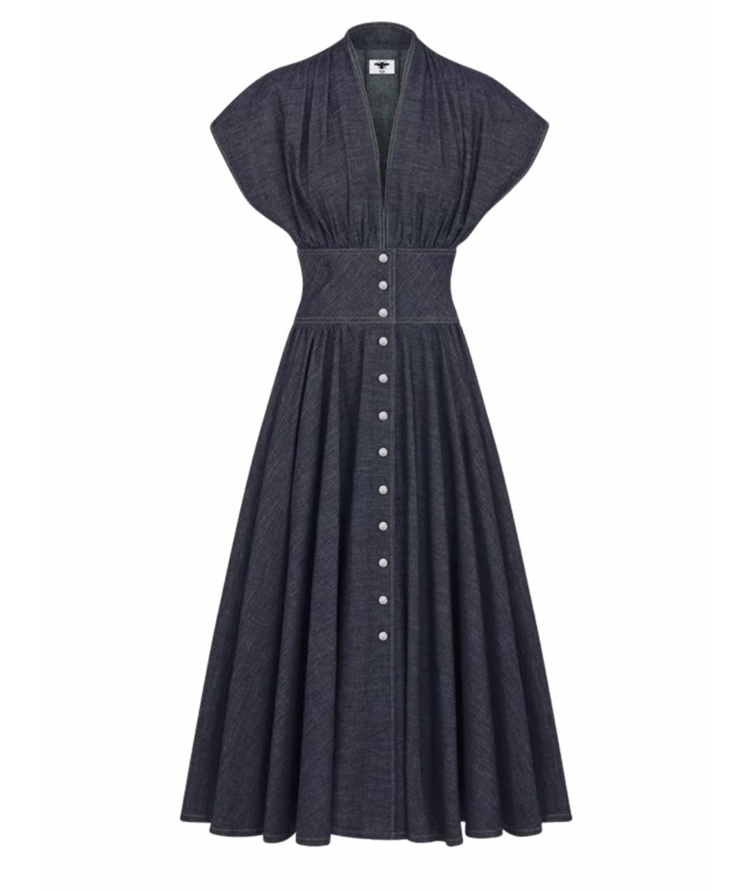 CHRISTIAN DIOR Синее хлопковое повседневное платье, фото 1