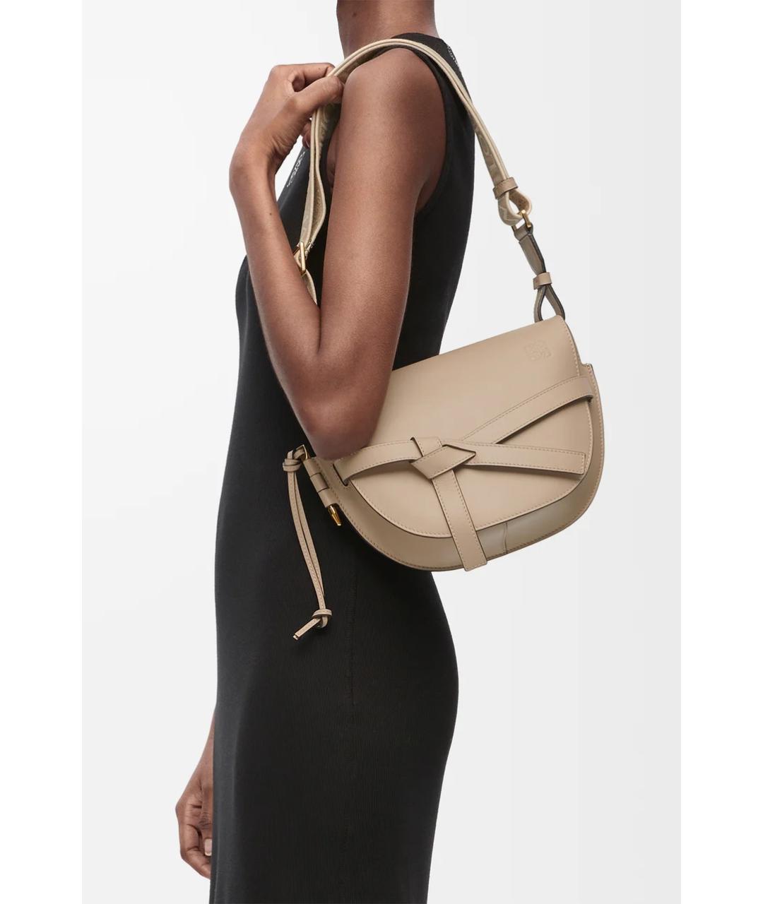 LOEWE Бежевая кожаная сумка через плечо, фото 2