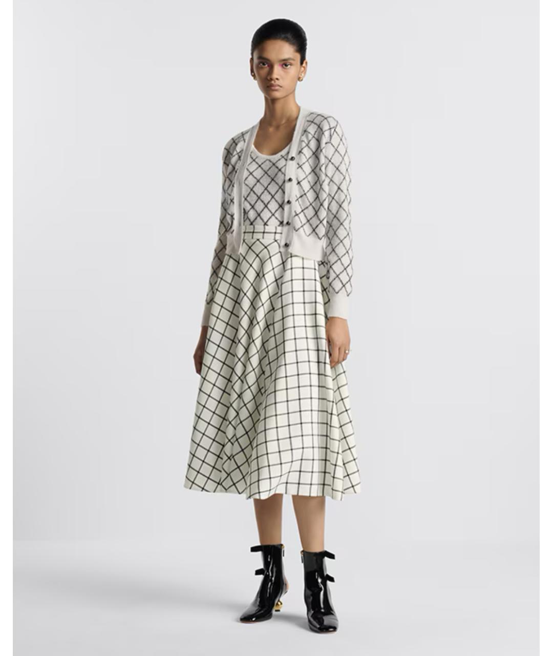 CHRISTIAN DIOR Белая шерстяная юбка миди, фото 2