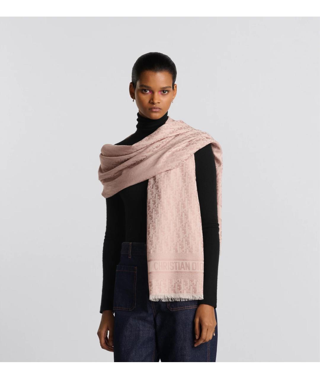 CHRISTIAN DIOR Розовый шарф, фото 3