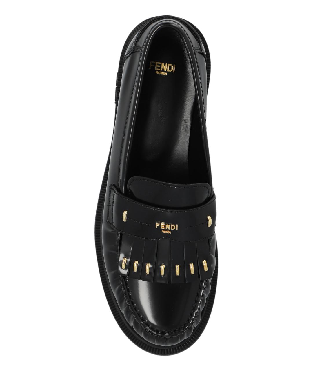 FENDI Черные кожаные лоферы, фото 3