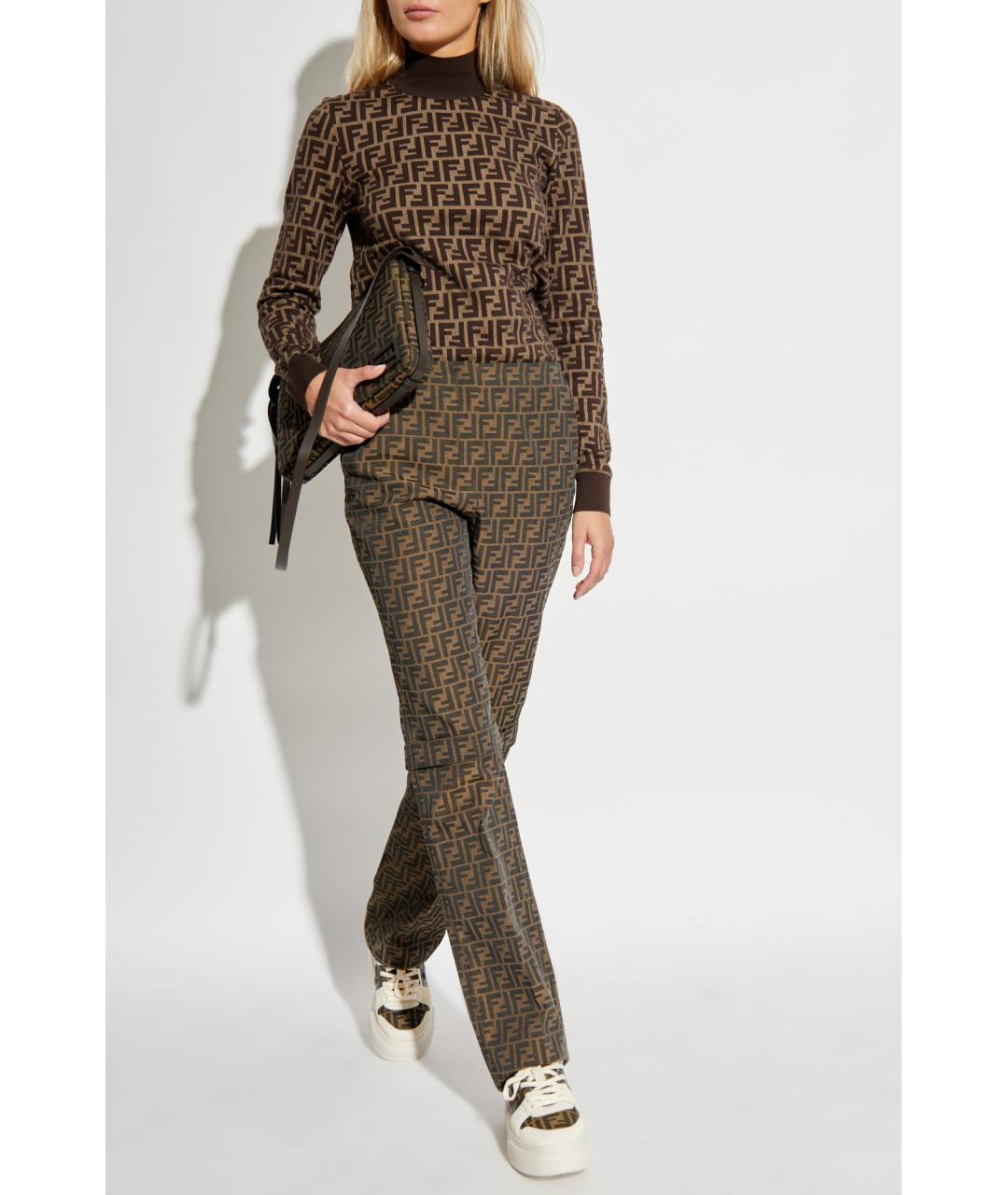 FENDI Коричневая хлопковая водолазка, фото 4