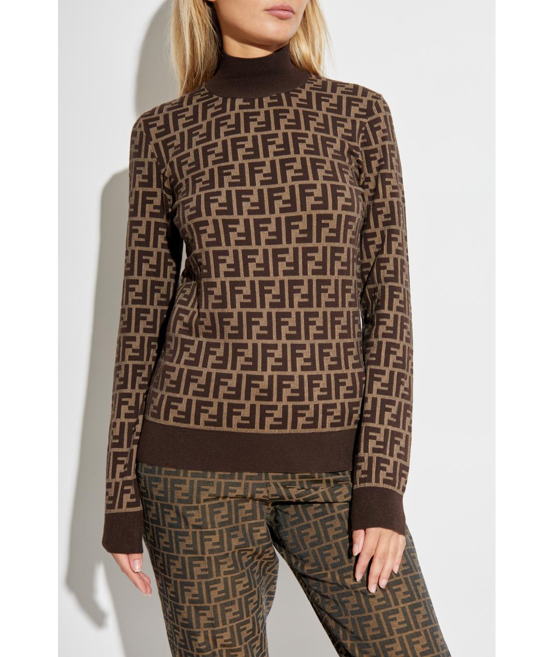 FENDI Коричневая хлопковая водолазка, фото 2
