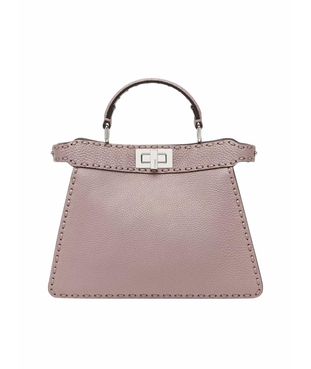 FENDI Розовая кожаная сумка с короткими ручками, фото 1