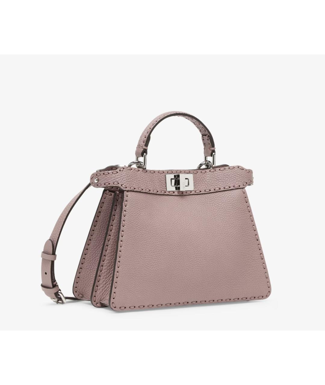 FENDI Розовая кожаная сумка с короткими ручками, фото 2