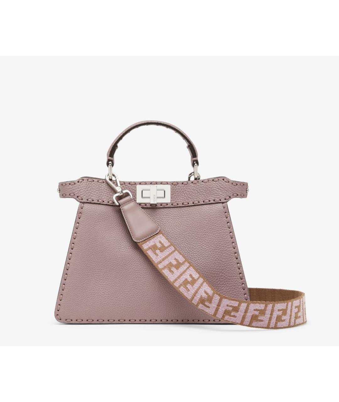 FENDI Розовая кожаная сумка с короткими ручками, фото 5