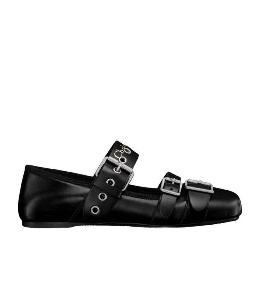 CHRISTIAN DIOR Черные кожаные балетки, фото 3