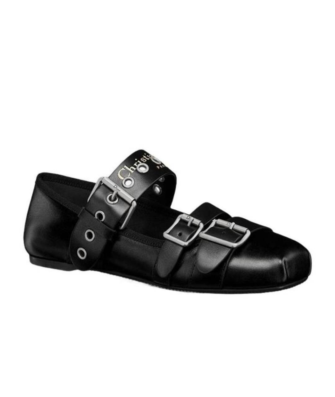 CHRISTIAN DIOR Черные кожаные балетки, фото 2