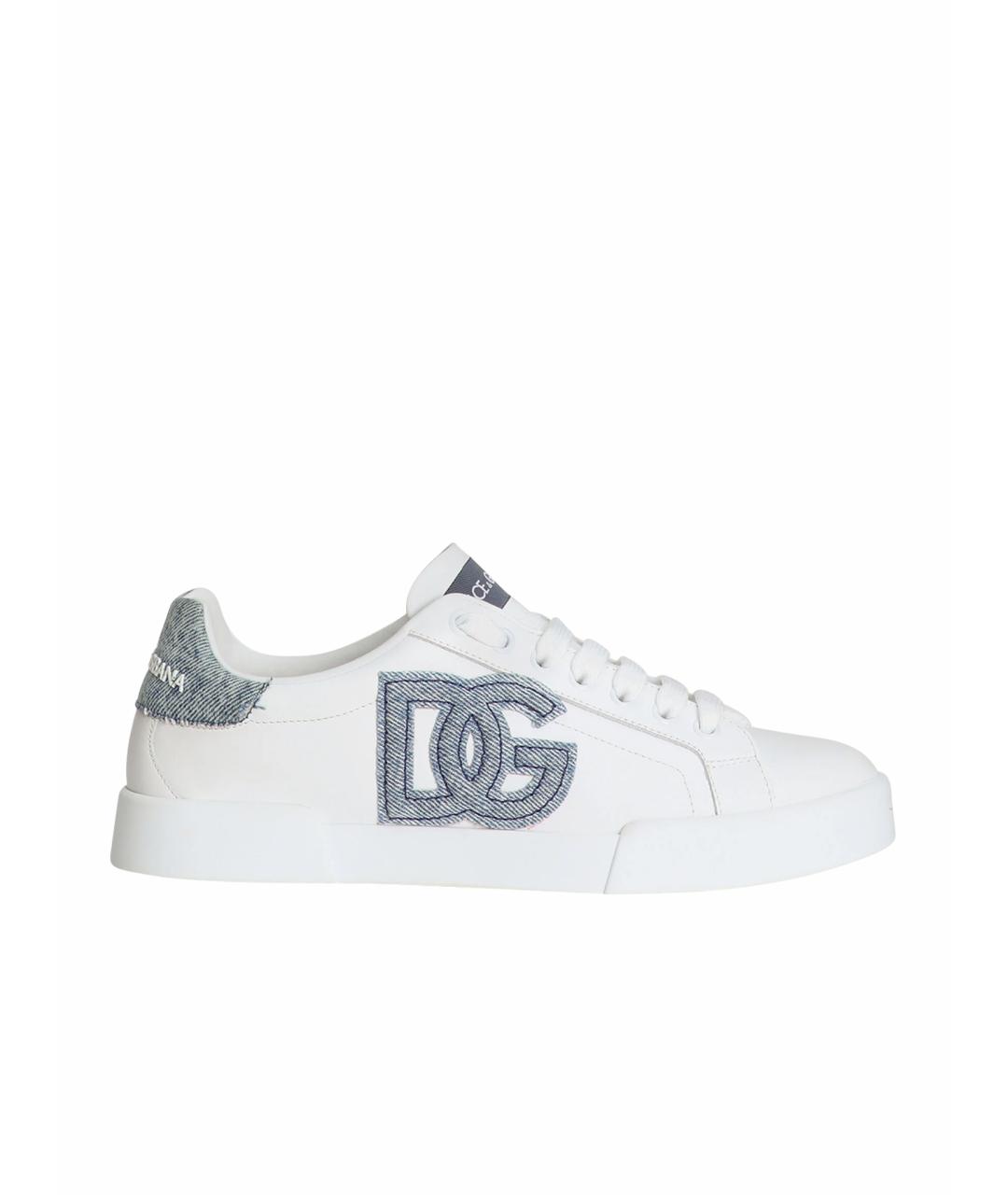DOLCE&GABBANA Белые кожаные кеды, фото 1