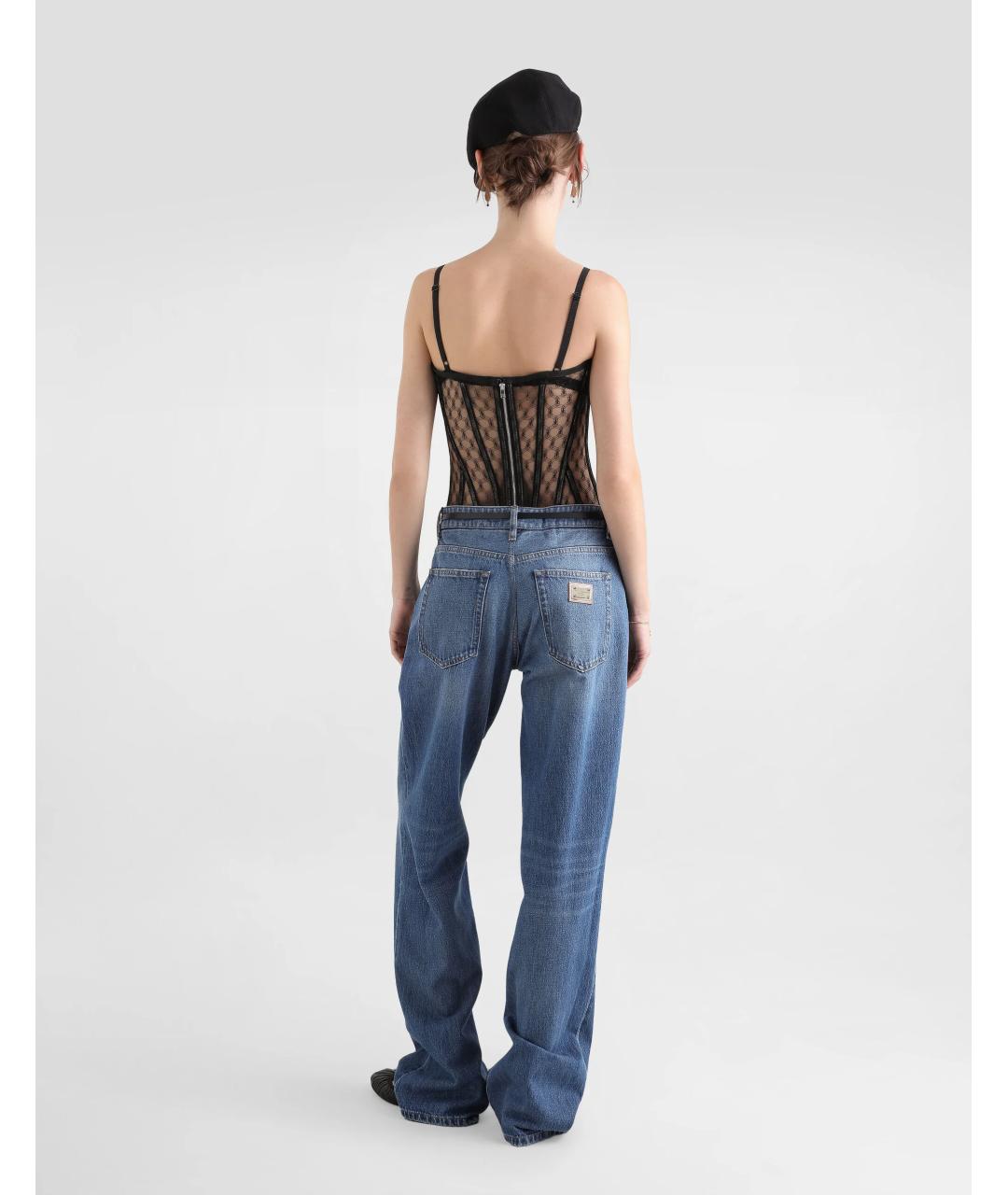 DOLCE&GABBANA Голубые хлопковые прямые джинсы, фото 3