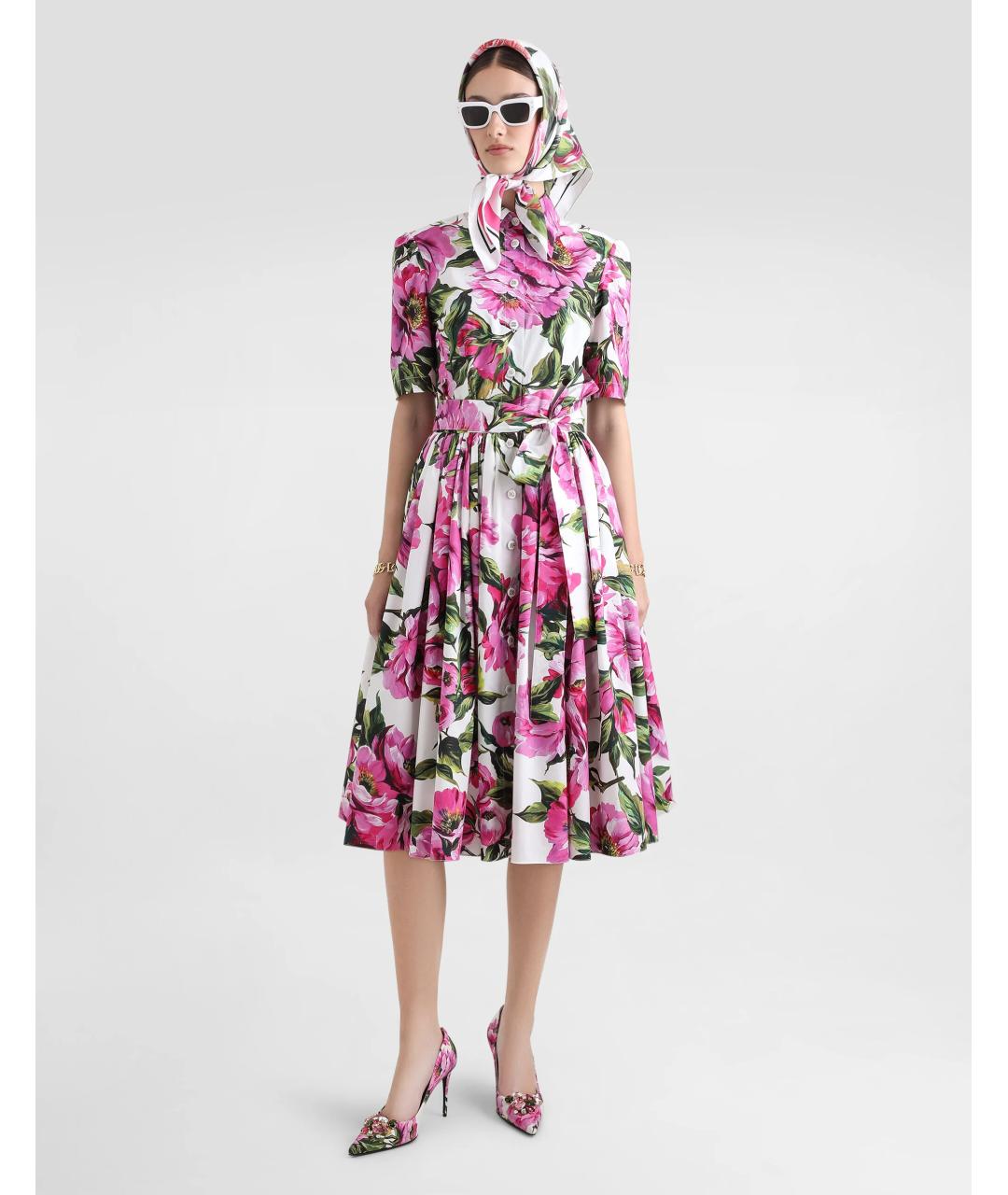 DOLCE&GABBANA Розовое хлопковое повседневное платье, фото 2