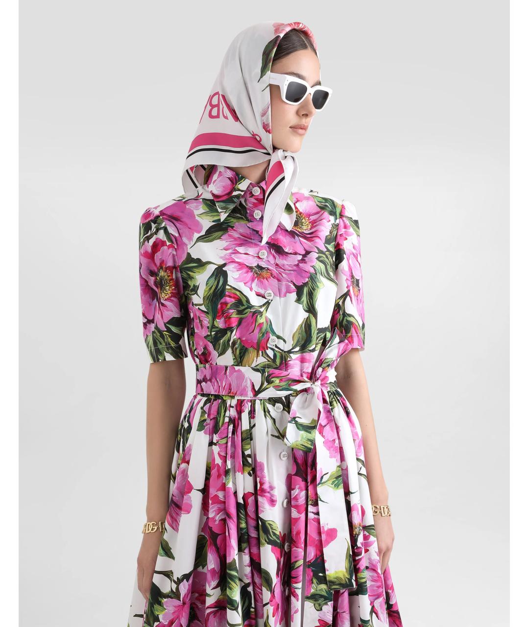 DOLCE&GABBANA Розовое хлопковое повседневное платье, фото 4