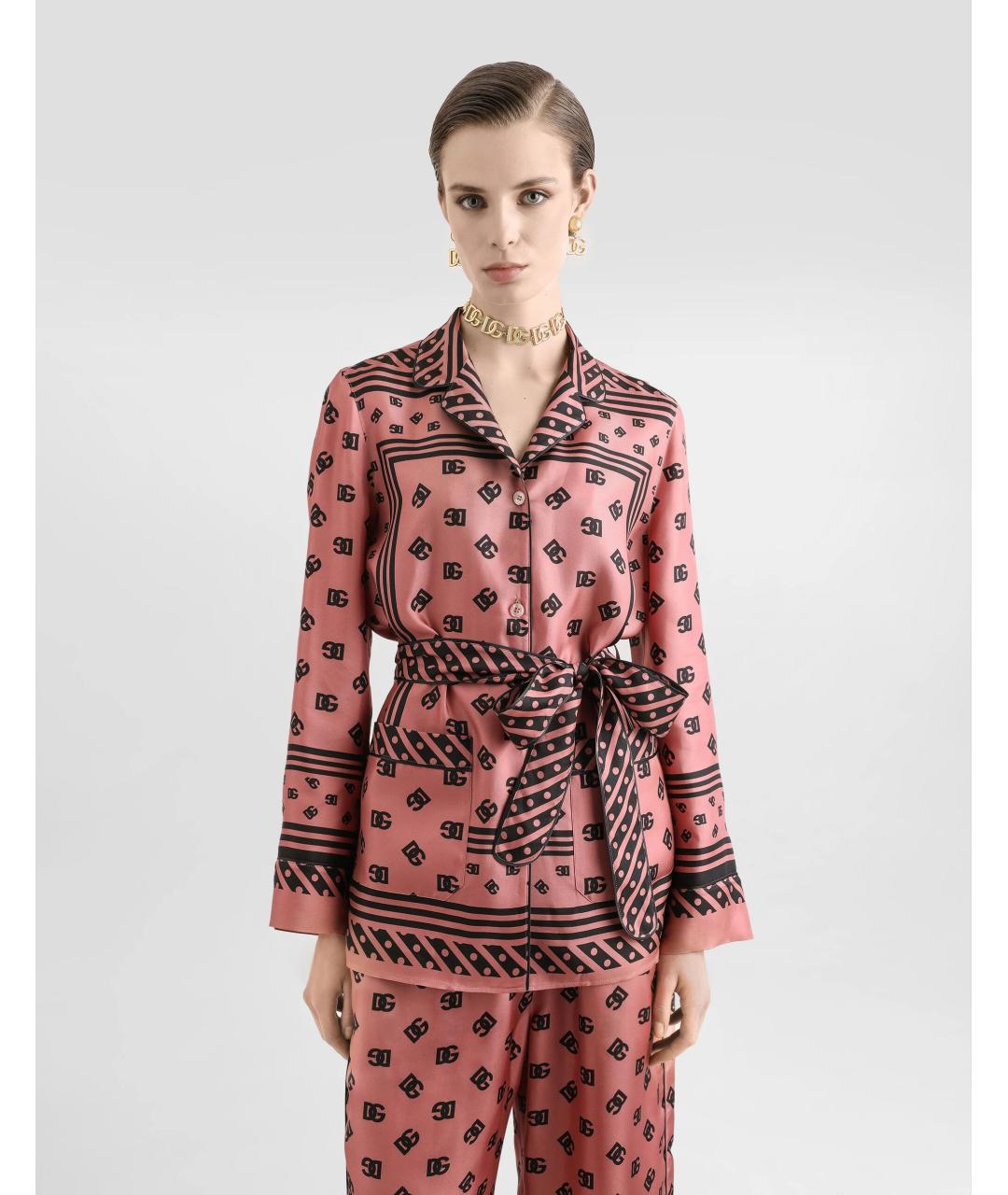 DOLCE&GABBANA Розовая шелковая рубашка, фото 4