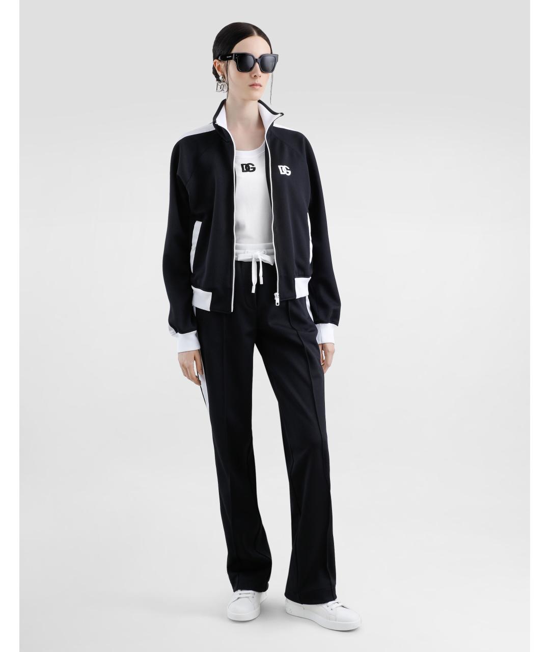 DOLCE&GABBANA Черные полиэстеровые прямые брюки, фото 2