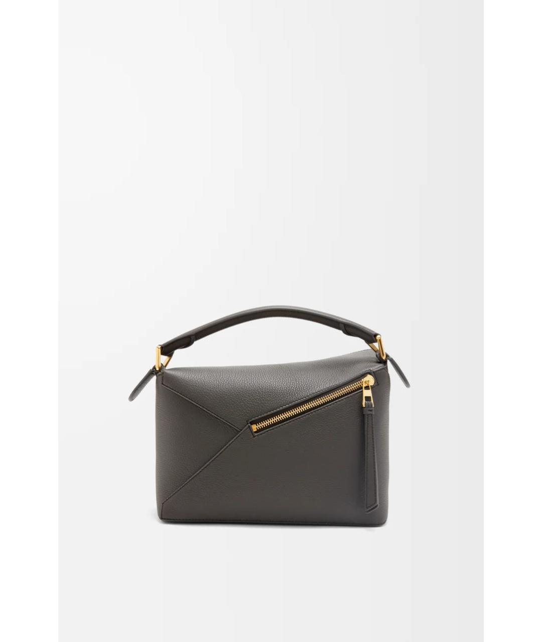 LOEWE Антрацитовая кожаная сумка с короткими ручками, фото 5