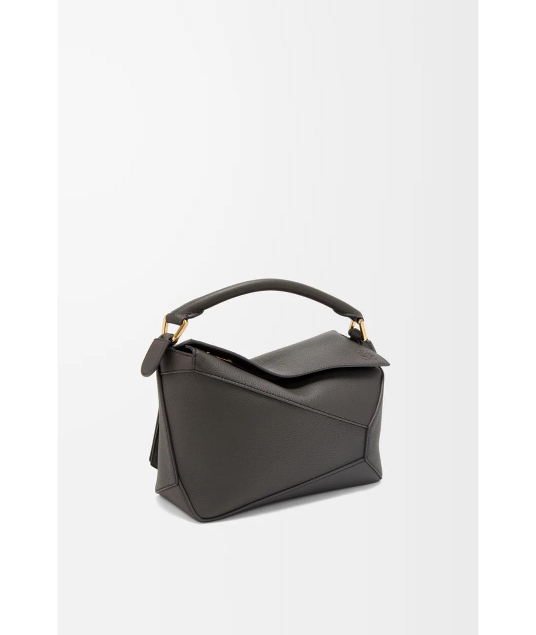 LOEWE Антрацитовая кожаная сумка с короткими ручками, фото 4