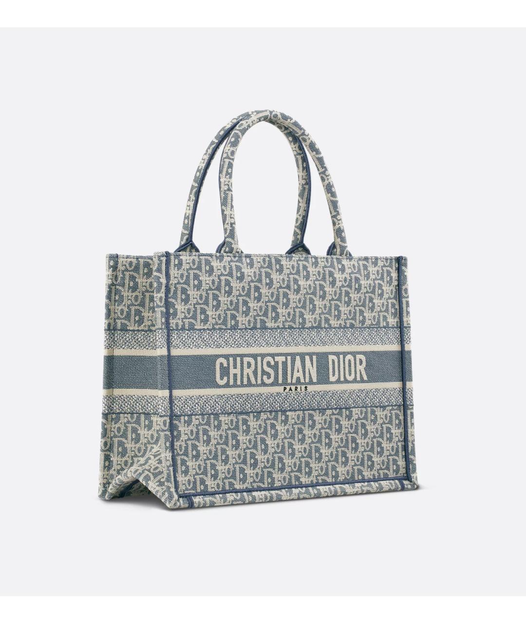 CHRISTIAN DIOR Голубая хлопковая сумка тоут, фото 4
