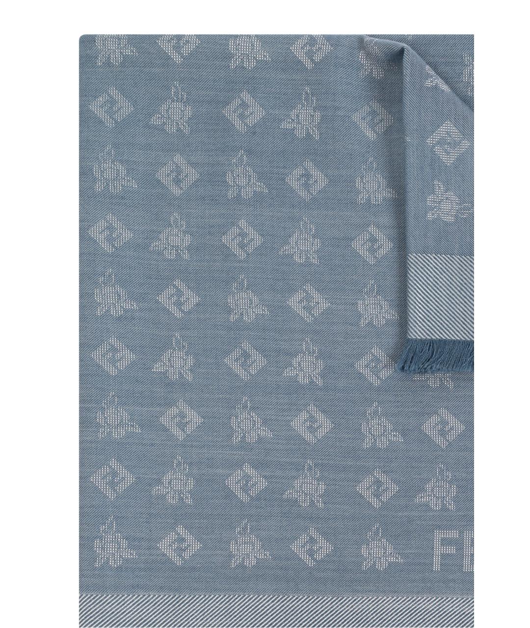 FENDI Синий шарф, фото 3