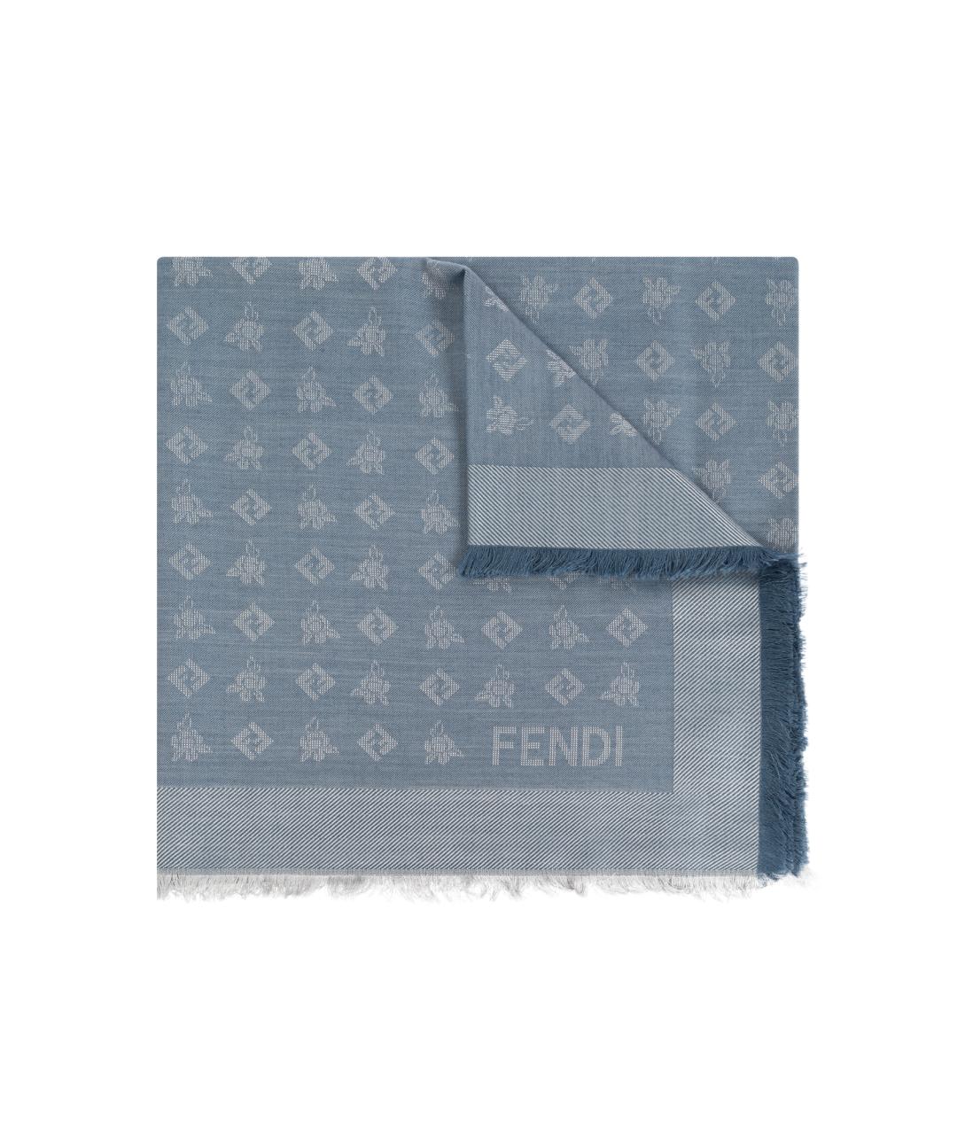 FENDI Синий шарф, фото 1