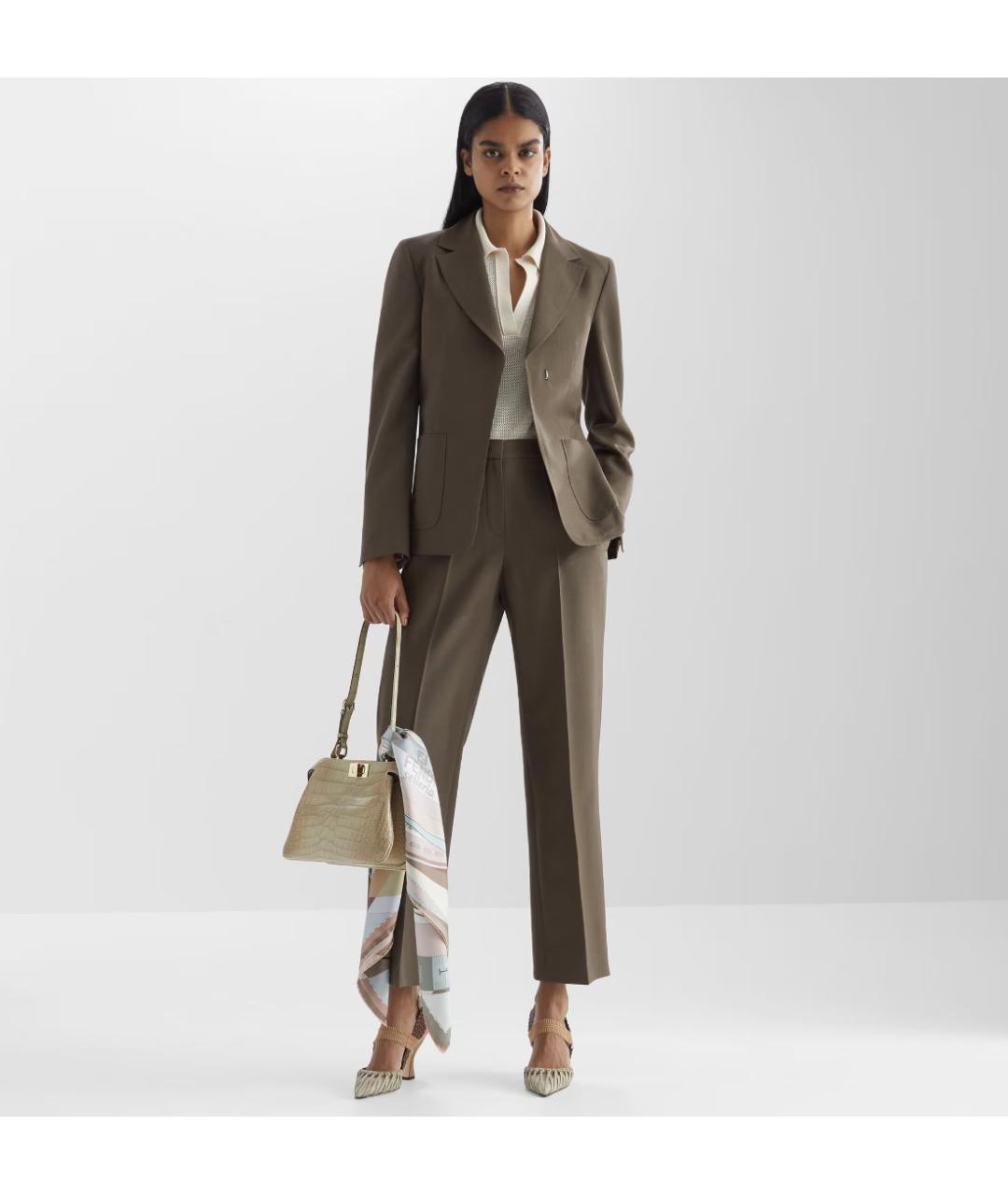 FENDI Бежевый шелковый платок, фото 4