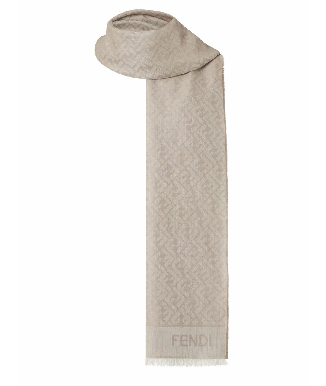 FENDI Бежевый шарф, фото 1
