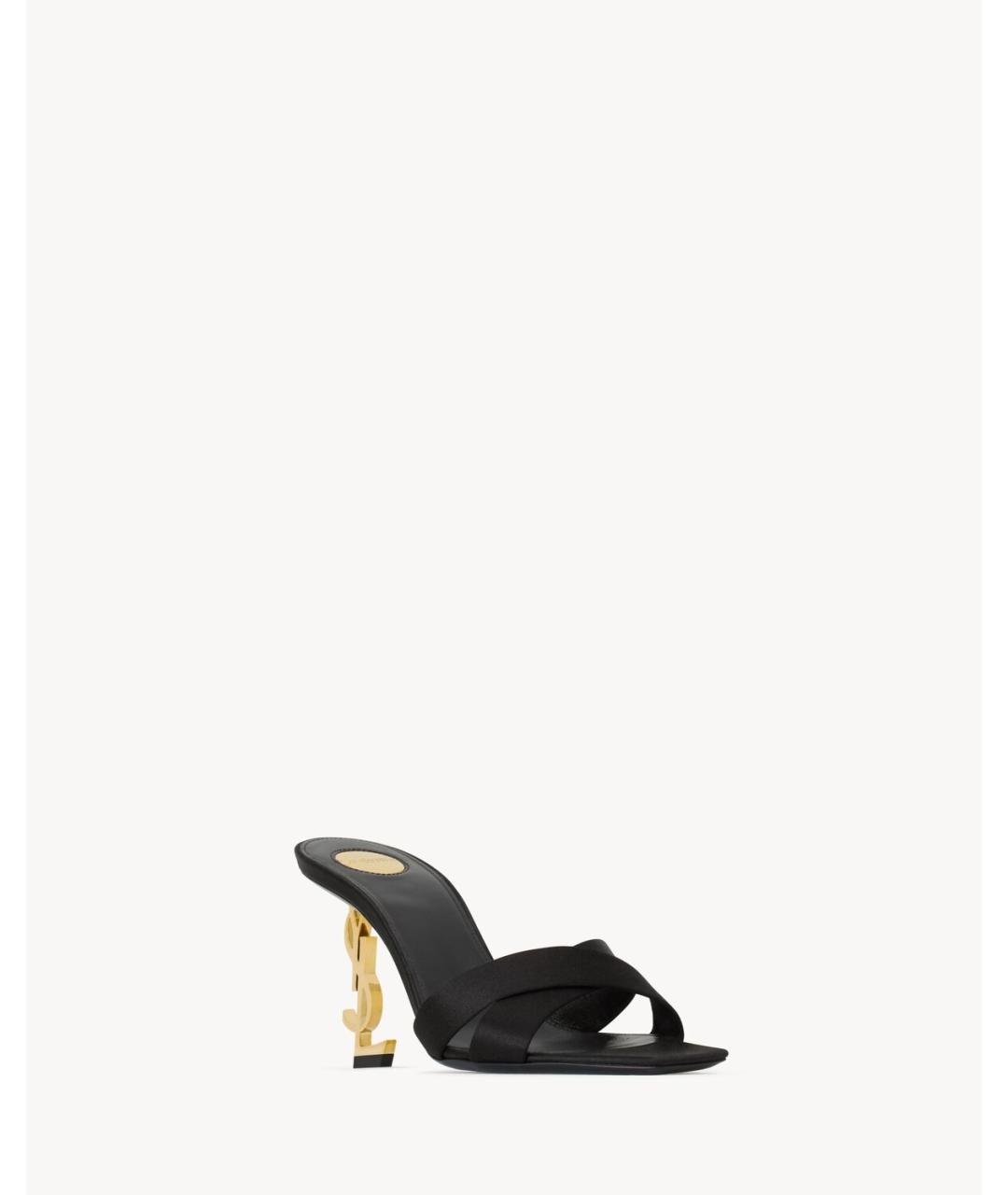 SAINT LAURENT Черные кожаные мюли, фото 3