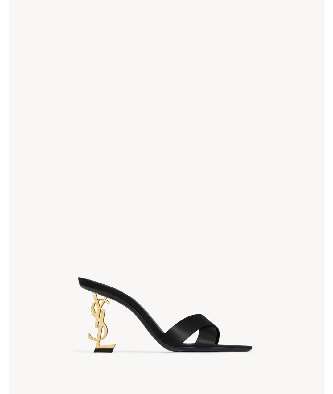 SAINT LAURENT Черные кожаные мюли, фото 4