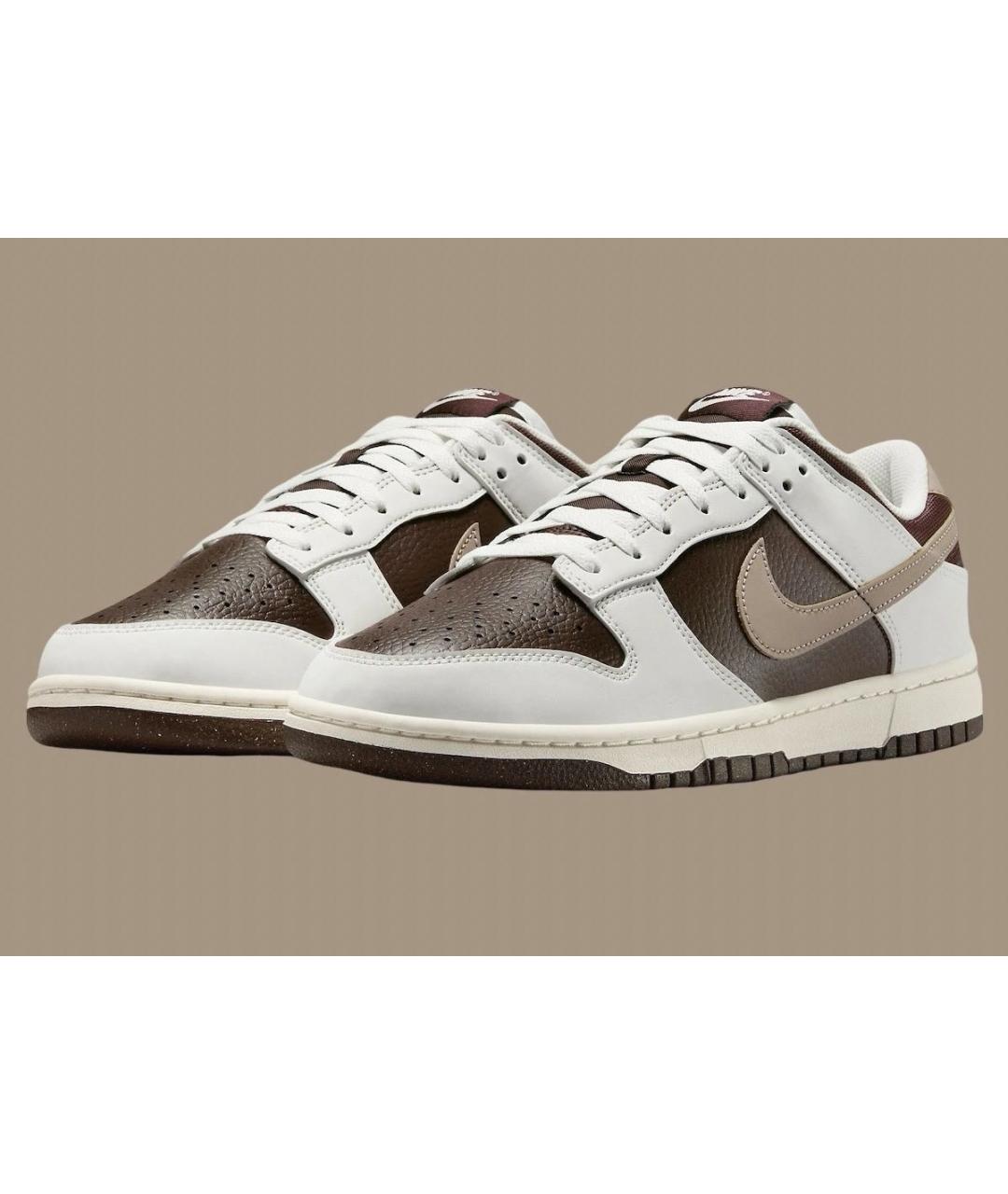 NIKE Коричневые низкие кроссовки / кеды из искусственной кожи, фото 2
