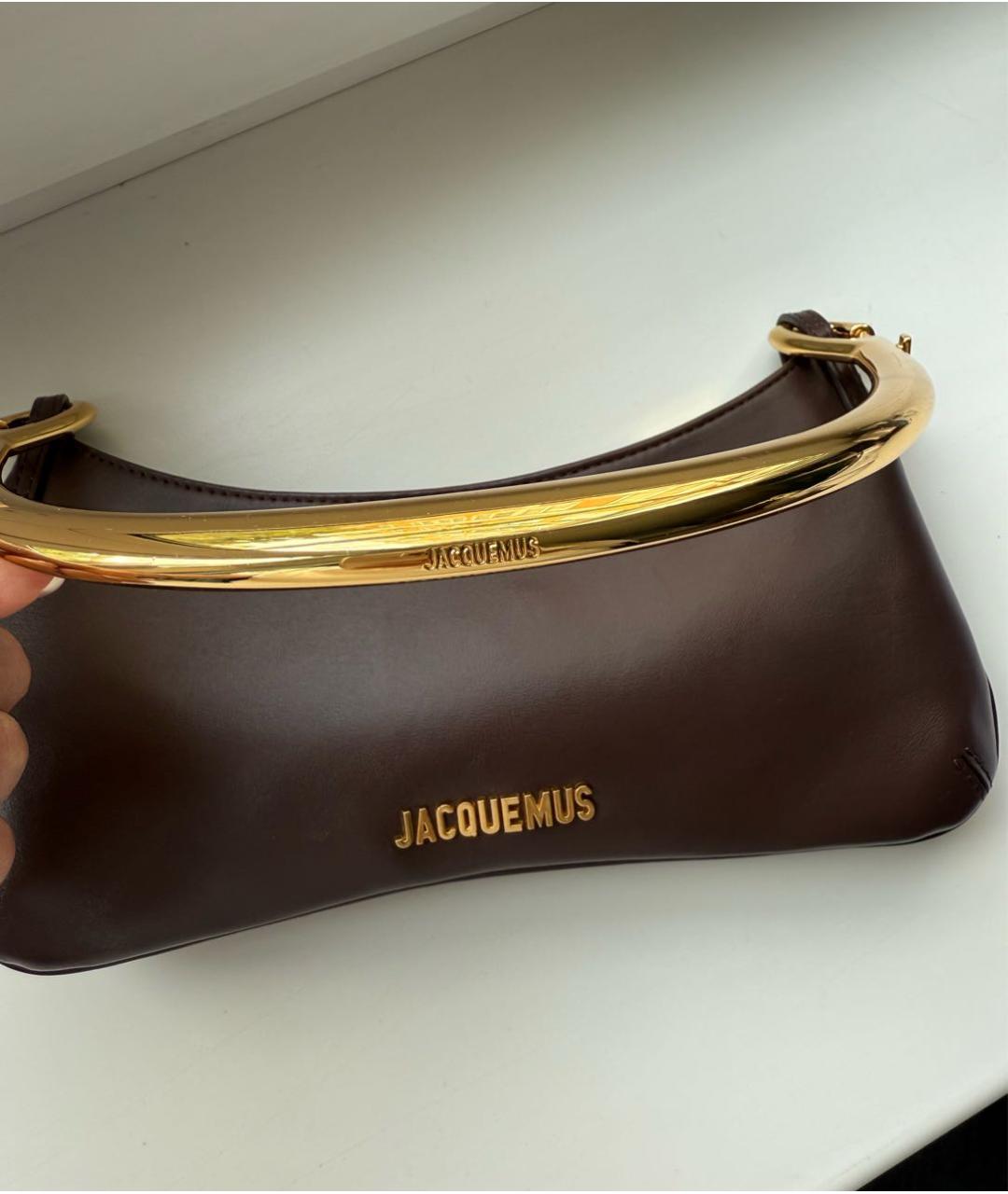 JACQUEMUS Коричневая кожаная сумка с короткими ручками, фото 8