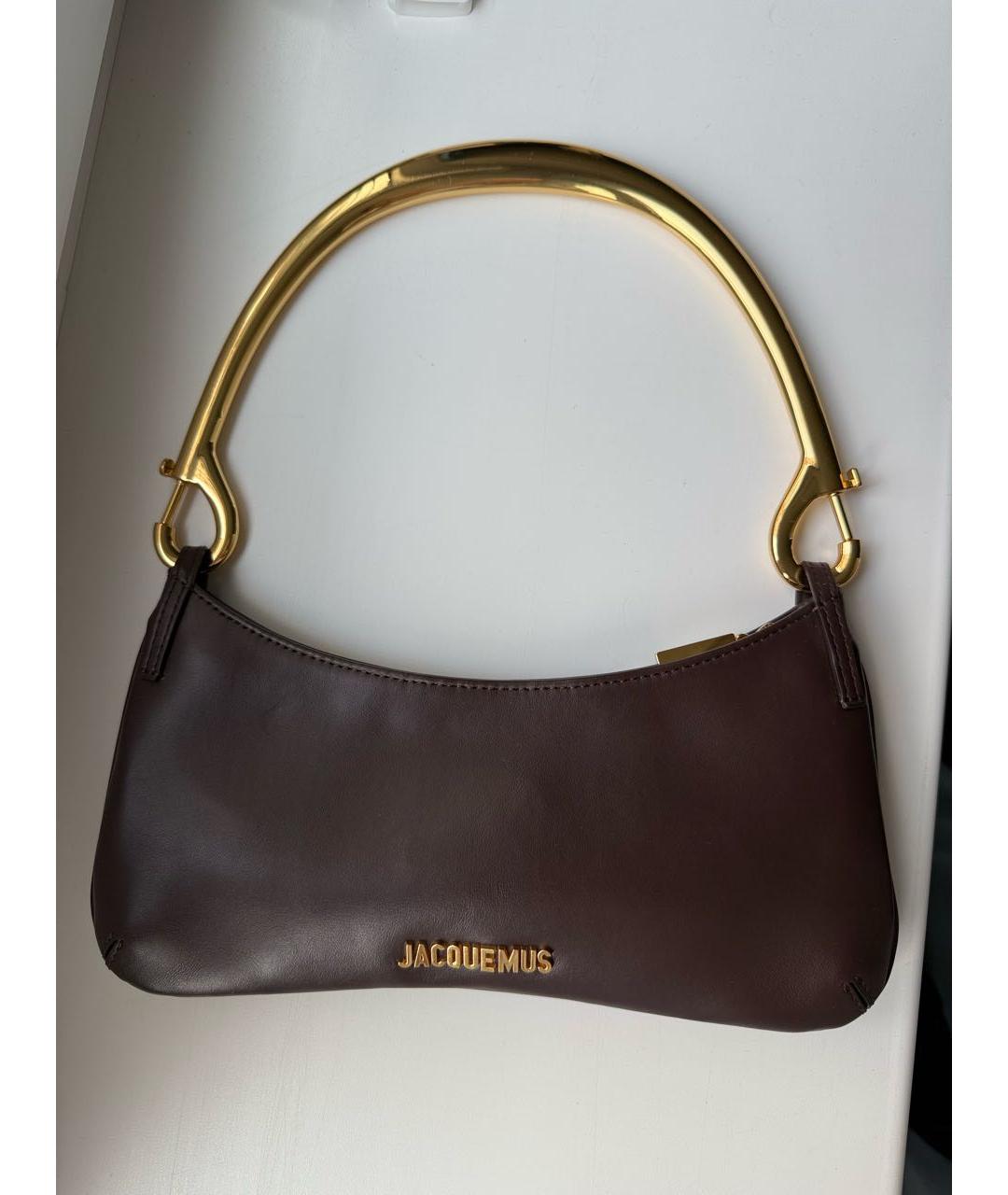JACQUEMUS Коричневая кожаная сумка с короткими ручками, фото 9