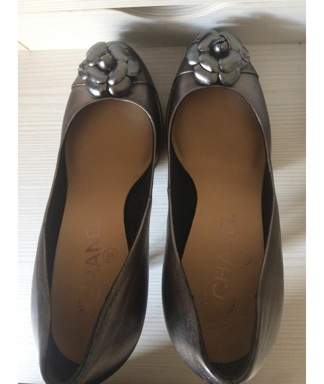 CHANEL PRE-OWNED Серебряные кожаные туфли, фото 3