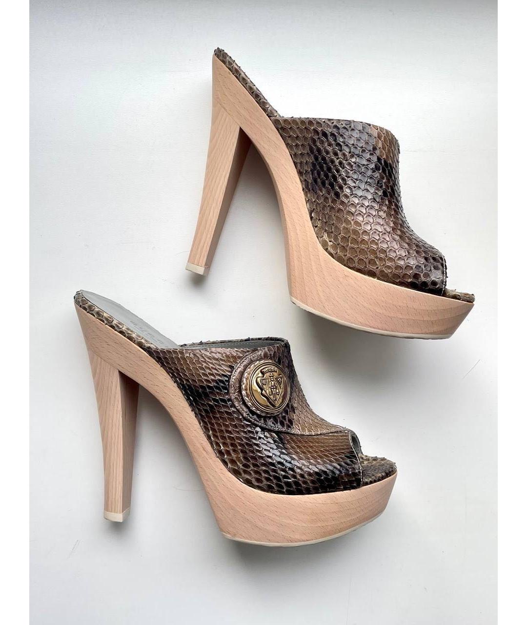 GUCCI Коричневые кожаные сабо, фото 4