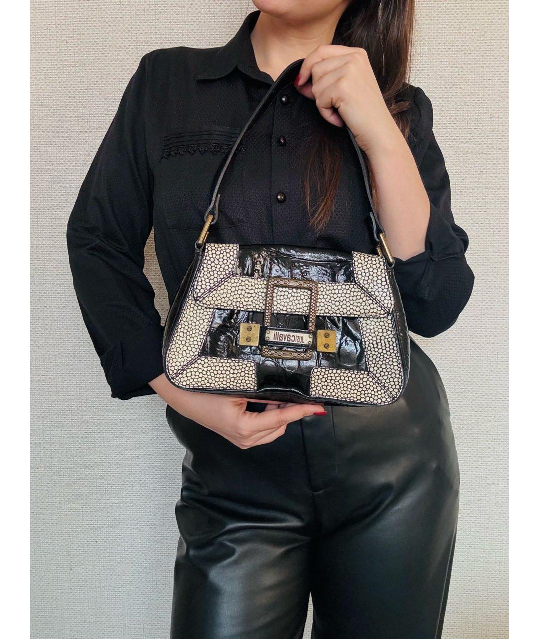JUST CAVALLI Черная сумка через плечо из искусственной кожи, фото 4