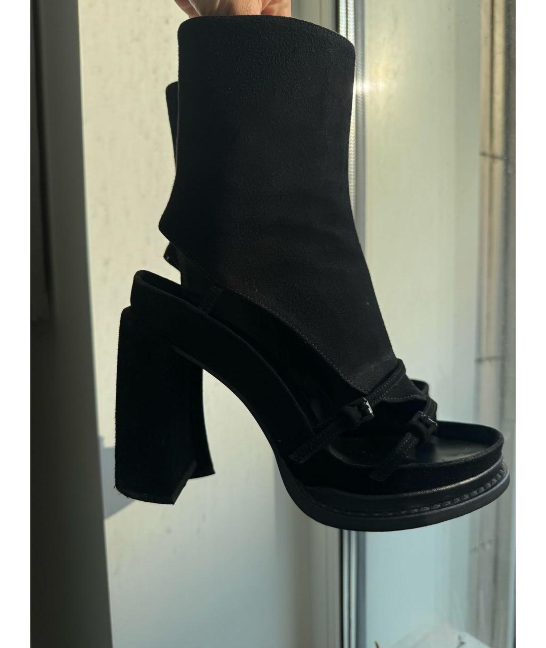 ANN DEMEULEMEESTER Черные замшевые босоножки, фото 5