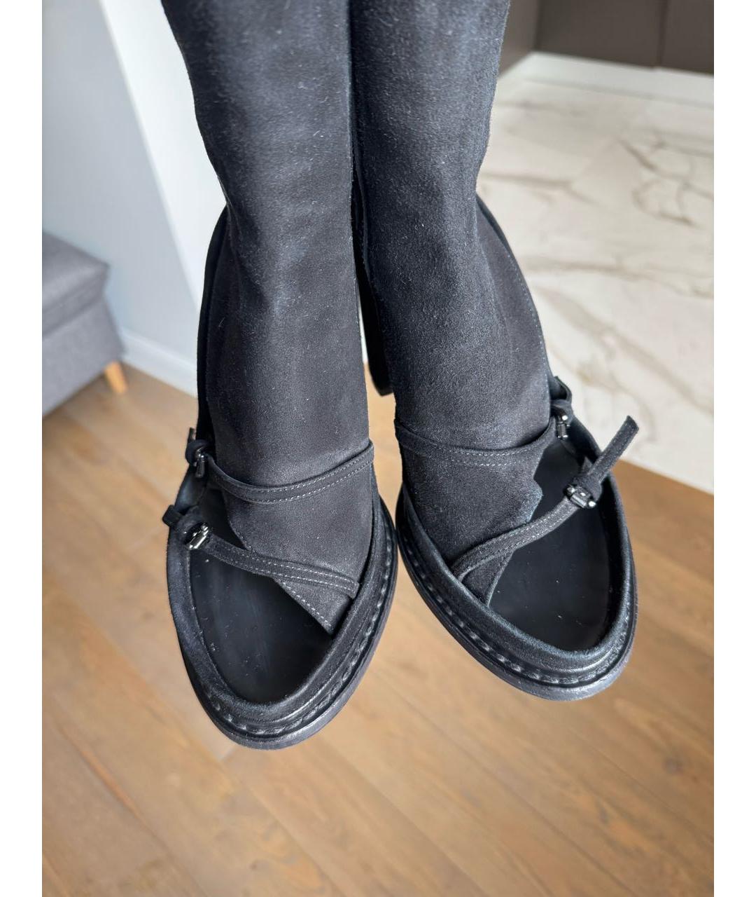 ANN DEMEULEMEESTER Черные замшевые босоножки, фото 3