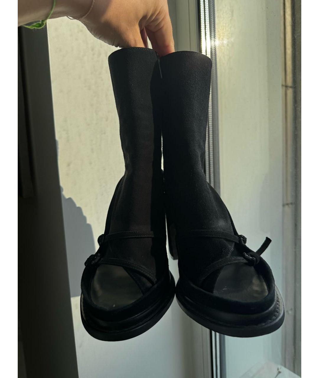 ANN DEMEULEMEESTER Черные замшевые босоножки, фото 2