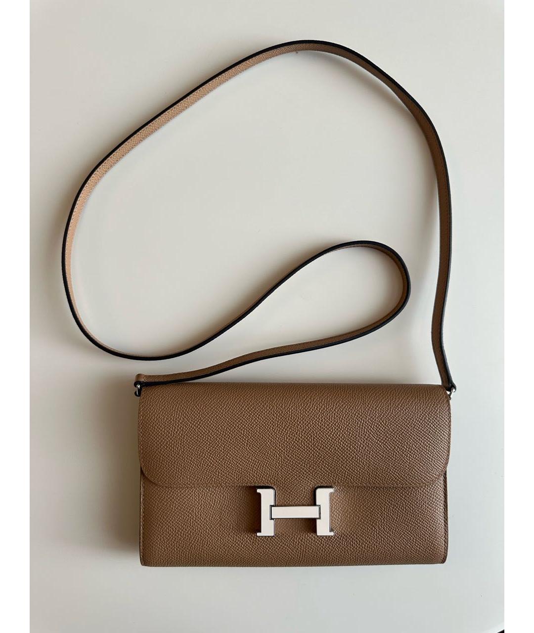 HERMES Коричневая кожаная сумка через плечо, фото 4