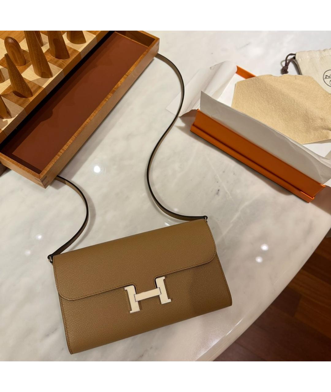 HERMES Коричневая кожаная сумка через плечо, фото 5