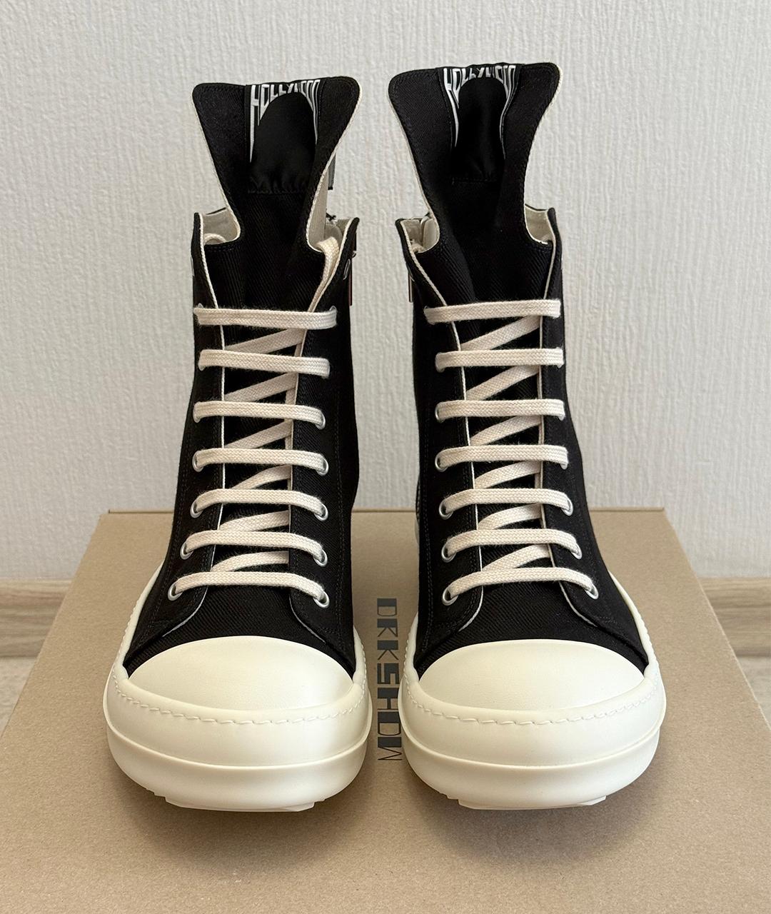 RICK OWENS Черные высокие кроссовки / кеды, фото 3