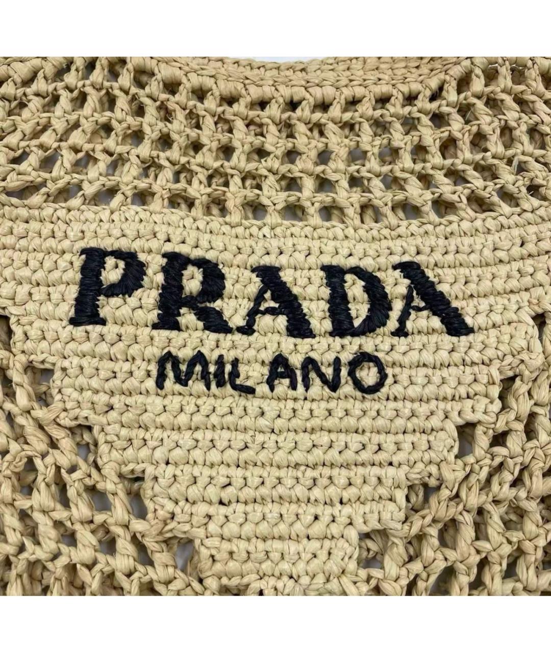 PRADA Горчичная пелетеная пляжная сумка, фото 6